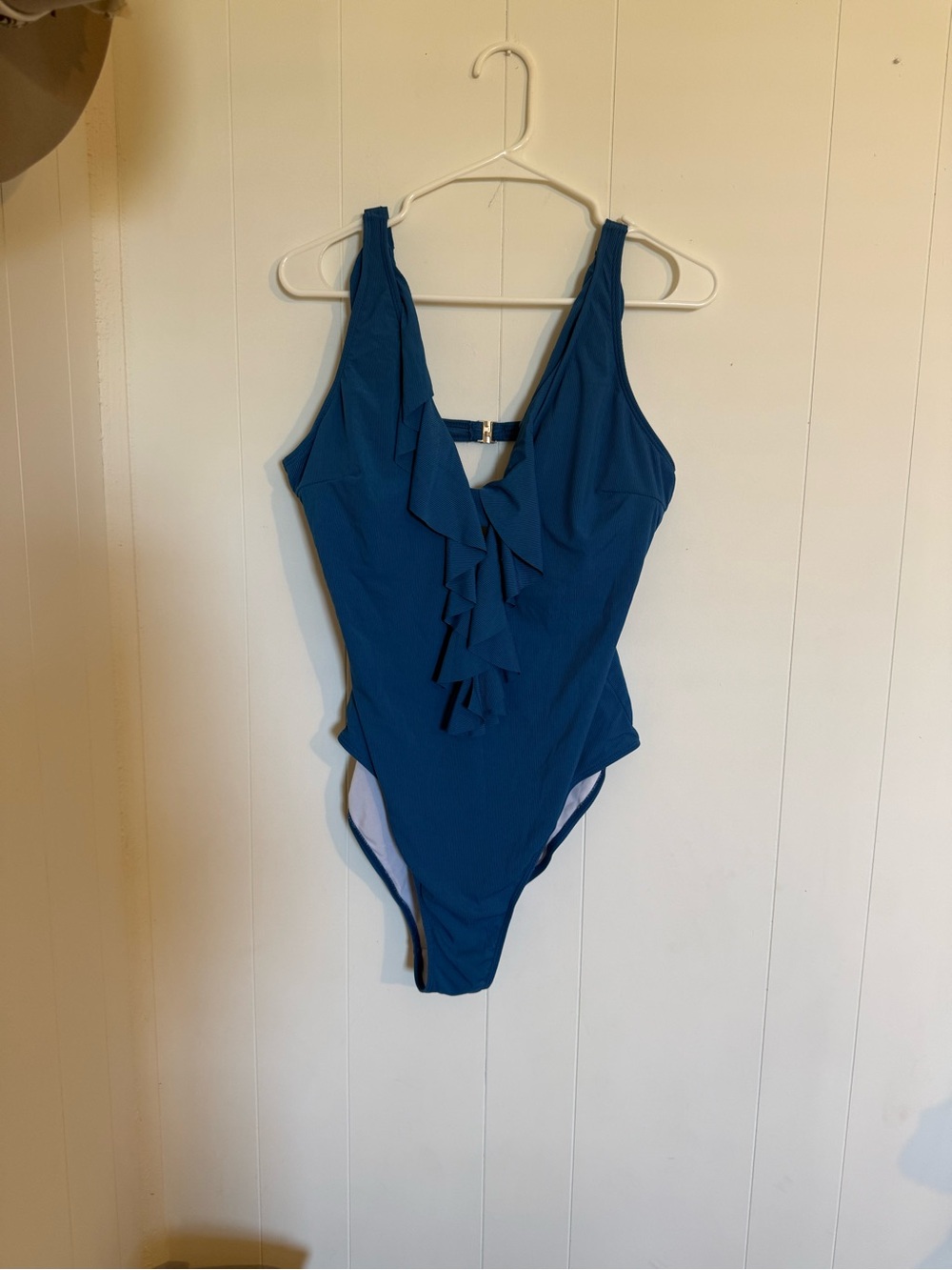 Source Unknown Deep Teal One-Piece Swimsuit with Front Ruffle